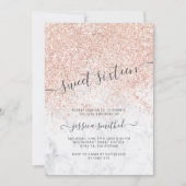 Invitation Bonbon rose 16 à marbre de typographie de parties (Devant)