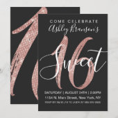 Invitation Bonbon rose 16 à parties scintillantes de (Devant / Derrière)