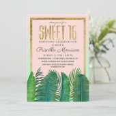 Invitation Bonbon tropical 16 à or de feuille de banane de (Debout devant)