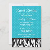 Invitation Bonbon turquoise et noir 16 à point de polka de (Devant)