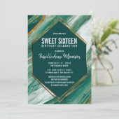 Invitation Bonbon vert 16 à marbre d'agate d'abrégé sur or (Debout devant)