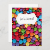 Invitation Bonbons arc-en-ciel colorés (Devant / Derrière)