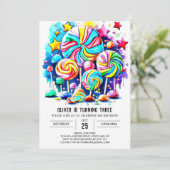 Invitation Bonbons d'aquarelle Printable Anniversaire (Debout devant)