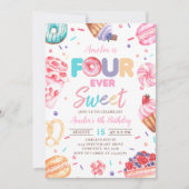 Invitation Bonbons de beignets sucrés de quatre ans Invitatio (Devant)