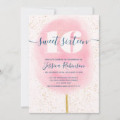 Invitation Bonbons de coton parties scintillant marine couleu (Devant)