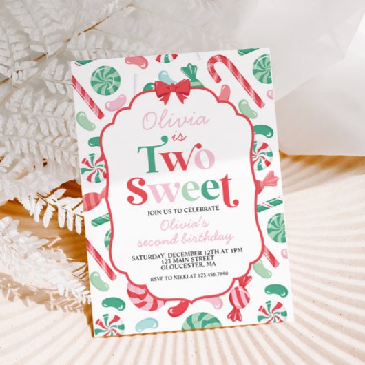Invitation Bonbons de Noël Two Sweet 2e Anniversaire