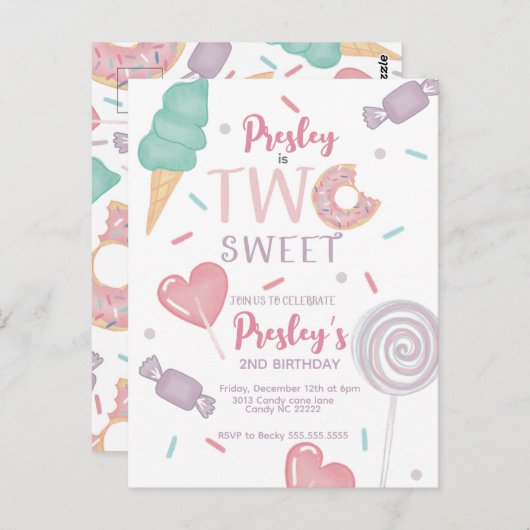 Invitation Bonbons Deux Douceurs (Devant / Derrière)