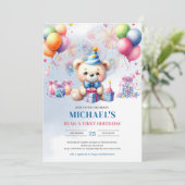 Invitation Bonbons d'ours en peluche à l'aquarelle Bear y pre (Debout devant)
