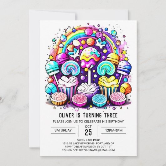 Invitation Bonbons doux chocolat doux Anniversaire (Devant)