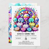 Invitation Bonbons doux chocolat doux Anniversaire (Devant / Derrière)