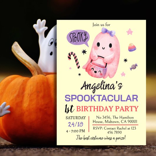 Invitation Bonbons doux et éffrayant pour fantôme 1er anniver