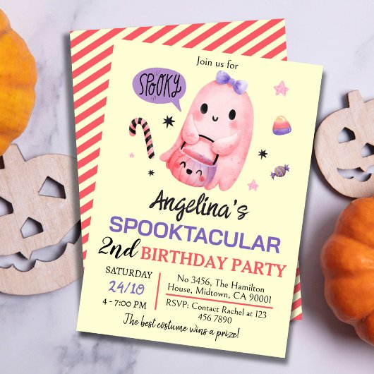 Invitation Bonbons doux et fantôme éffrayant 2e anniversaire 