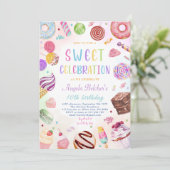 Invitation Bonbons doux fête anniversaire (Debout devant)