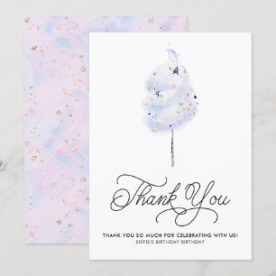 Invitation Bonbons en coton bleu magique et Merci de Parties 