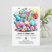 Invitation Bonbons en coton personnalisé Anniversaire (Debout devant)