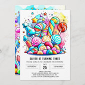 Invitation Bonbons en coton personnalisé Anniversaire (Devant / Derrière)