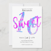 Invitation Bonbons en coton rose bleu doux 16 Anniversaire (Devant)