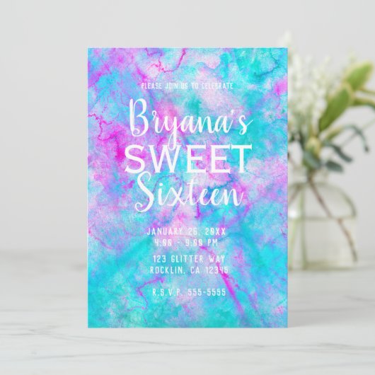 Invitation Bonbons en coton rose et bleu Aquarelle douce 16 P (Debout devant)