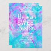 Invitation Bonbons en coton rose et bleu Aquarelle douce 16 P (Devant / Derrière)