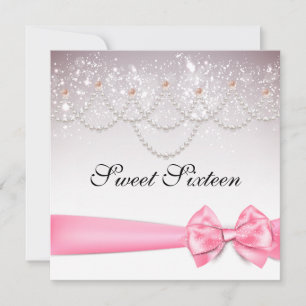 Invitation Bonbons en Coton Rose Étincelle Sweet sixteen