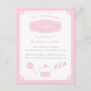 Invitation Bonbons et Cupcake, Fête d'anniversaire pour fille