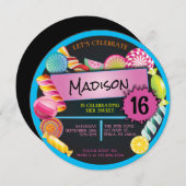 Invitation Bonbons Sucré 16 Seize Anniversaire Fête (Devant / Derrière)