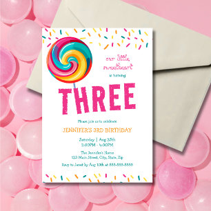 Invitation Bonbons sucré sucré sucré 3e anniversaire