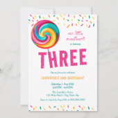 Invitation Bonbons sucré sucré sucré 3e anniversaire (Devant)