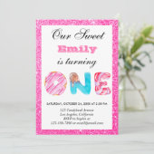 Invitation Bonbons sucrés Parties scintillant rose chaude pre (Debout devant)