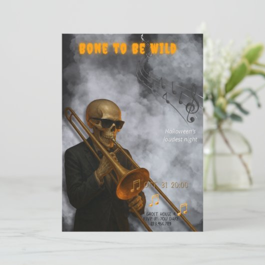 Invitation Bone to Be Wild - Skeleton Trombone | Halloween (Debout devant)