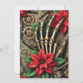 Invitation Bones à main Steampunk imprimables avec Poinsettia (Dos)