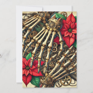 Invitation Bones à main Steampunk imprimables avec Poinsettia