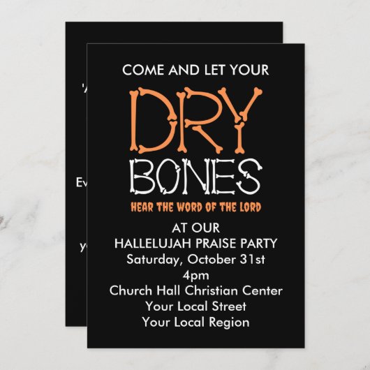Invitation BONES SEC Christian Halloween Party (Devant / Derrière)
