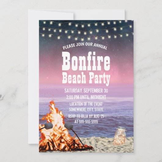 Invitation Bonfire Beach Party (Devant)