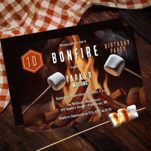 Invitation Bonfire Marshmallow Roast 10e fête d'anniversaire