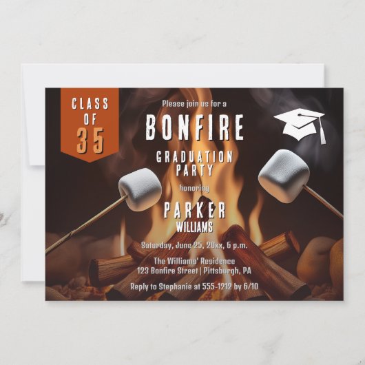 Invitation Bonfire Marshmallow Roast Graduation (Devant)
