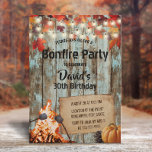 Invitation Bonfire Party Rustic Automne quitte la grange Anni<br><div class="desc">Rustic Automne Feuilles Grange Bois Chaîne Lumières Feu d'anniversaire Invitations fête d'anniversaire.</div>