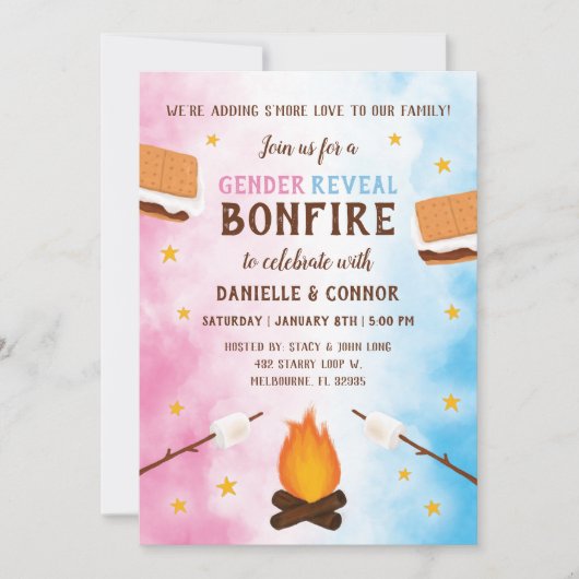 Invitation Bonfire S'more Love Baby Genre Reveillez Invitatio (Devant)