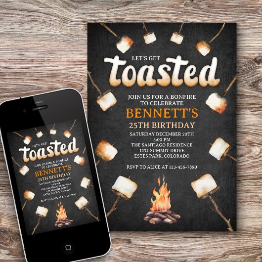 Invitation Bonfire Toasté Adulte Anniversaire