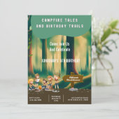 Invitation Bonfire Woodland camping extérieur fête d'annivers (Debout devant)