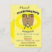 Invitation Bongo, dessin animé de batterie (Devant / Derrière)