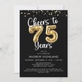 Invitation Bonheur à 75 Ans de Ballons d'Or Numéros Noir (Devant)