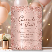 Invitation Bonheur à Quarante Ans Rose Gold 40e Anniversaire