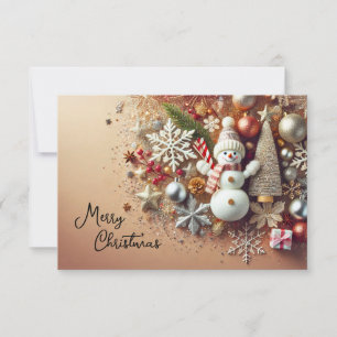 Invitation Bonhomme de neige avec flocons de neige et étoiles