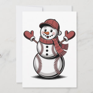 Invitation Bonhomme de neige Baseball Noël Amoureux du Sport