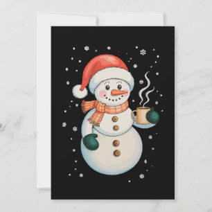 Invitation Bonhomme de neige Café chaud Chapeau de Père Noël