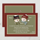 Invitation Bonhomme de neige de garçon et de fille - (Devant / Derrière)