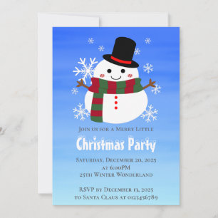 Invitation Bonhomme de neige de Noël blanc