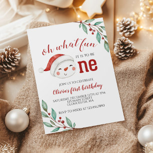 Invitation Bonhomme de neige de Noël Holly Premier Anniversai