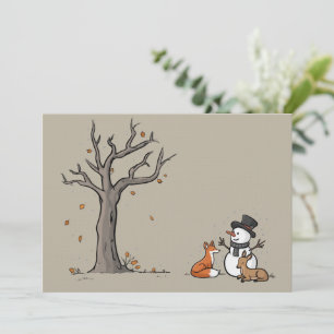 Invitation Bonhomme de neige de Noël Renard et Cerf Animal de